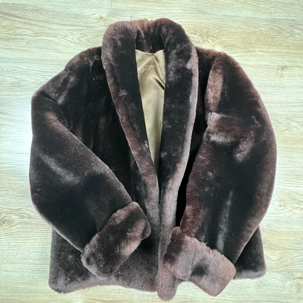 Mid Century Vintage Brown Mouton Fur Coat